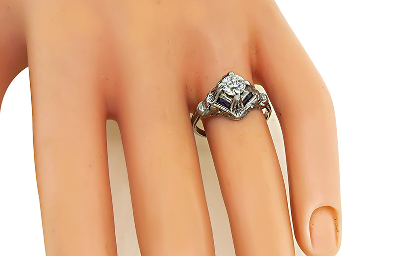 Vintage 0.50ct Diamond Sapphire Engagement Ring