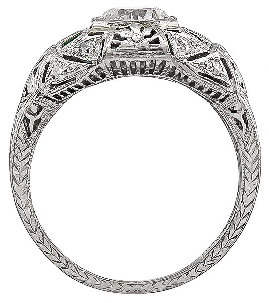 Vintage GIA certified 0.97ct Diamond Engagement Ring