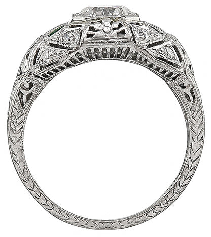 Vintage GIA certified 0.97ct Diamond Engagement Ring