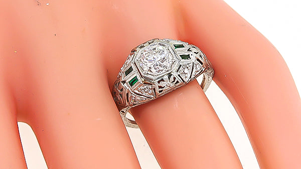 Vintage GIA certified 0.97ct Diamond Engagement Ring