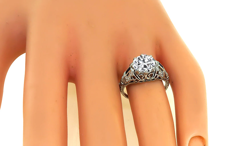 Vintage GIA Certified 1.65ct Diamond Engagement Ring