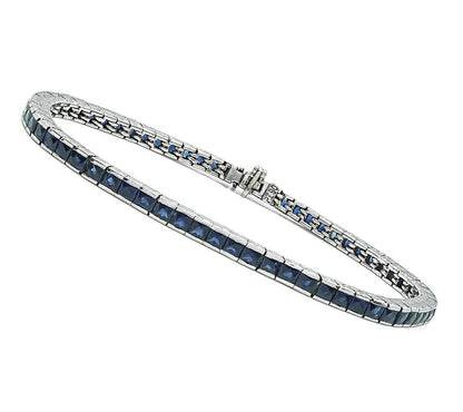 Art Deco 6.00ct French Cut Sapphire Platinum Line Bracelet
