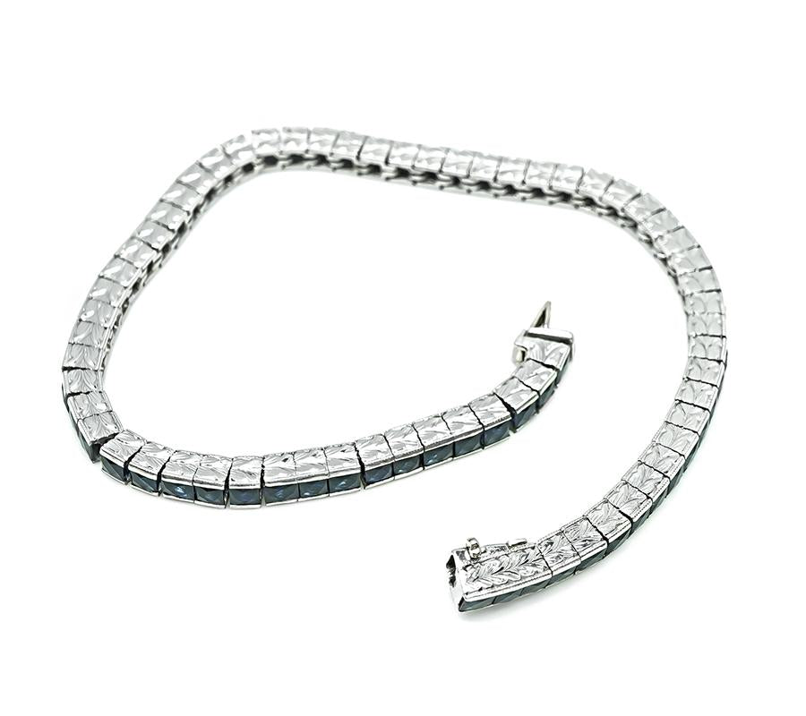 Art Deco 6.00ct French Cut Sapphire Platinum Line Bracelet