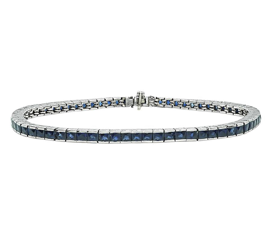 Art Deco 6.00ct French Cut Sapphire Platinum Line Bracelet