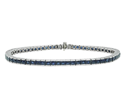 Art Deco 6.00ct French Cut Sapphire Platinum Line Bracelet