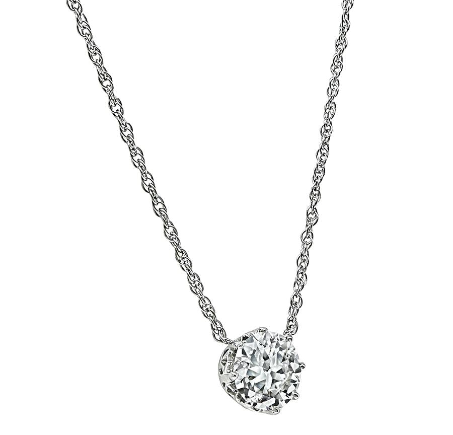 Edwardian 1.44ct Diamond Platinum Pendant Necklace