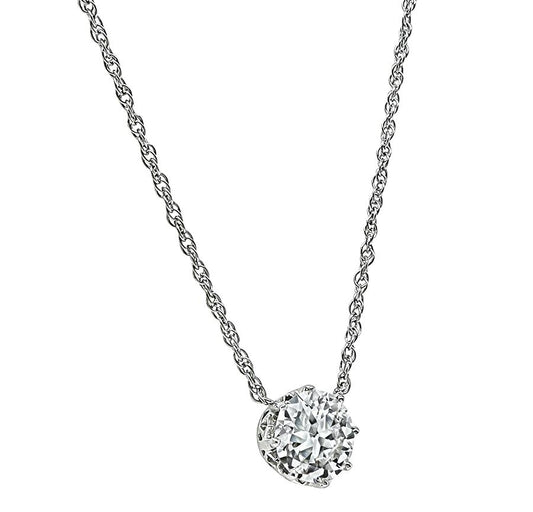 Edwardian 1.44ct Diamond Platinum Pendant Necklace
