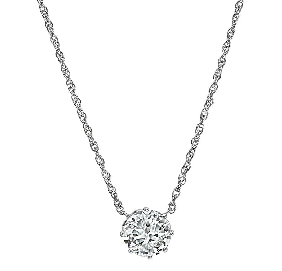 Edwardian 1.44ct Diamond Platinum Pendant Necklace