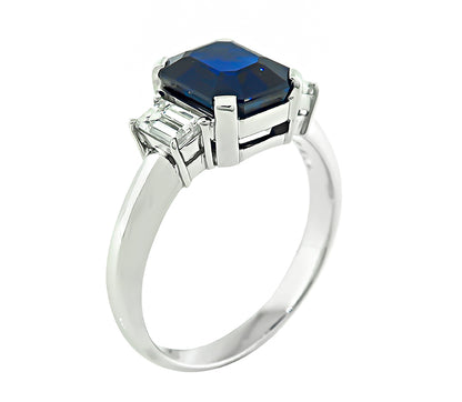 Estate 3.14ct Sapphire 0.51ct Diamond Engagement Ring