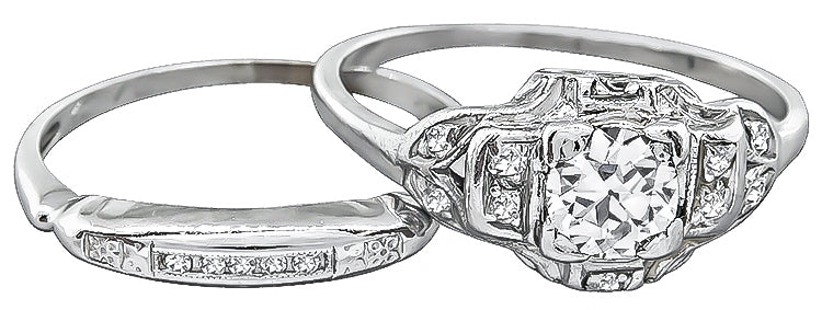 Estate 0.40ct Diamond Engagement Ring and Wedding Band Set