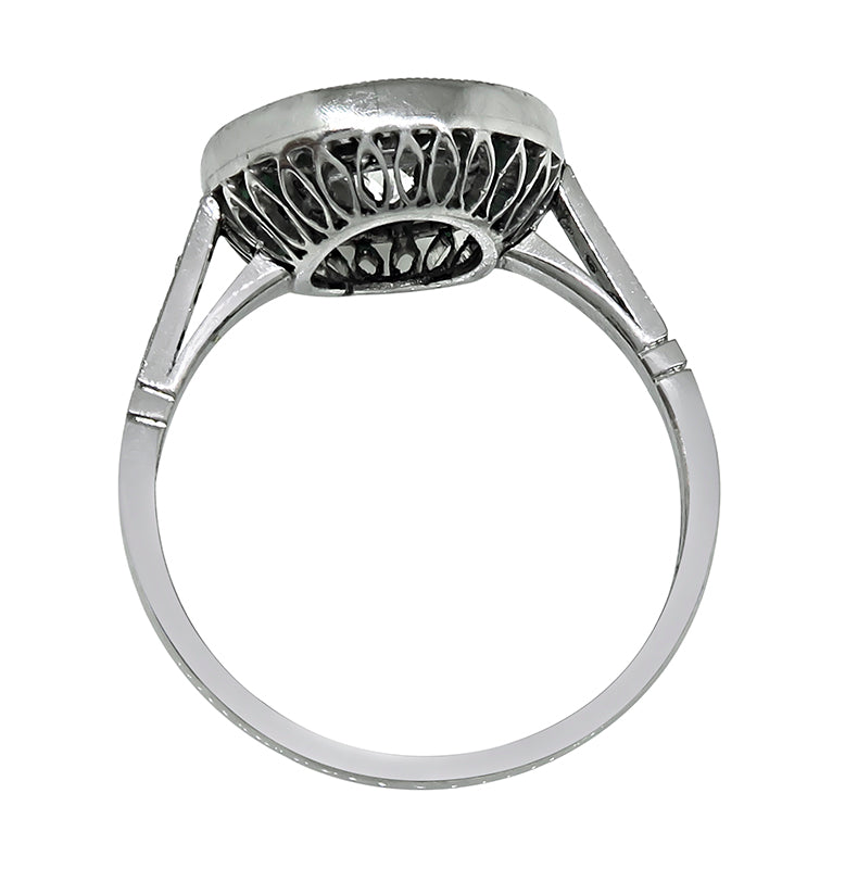 Estate 0.75ct Diamond Emerald Engagement Ring