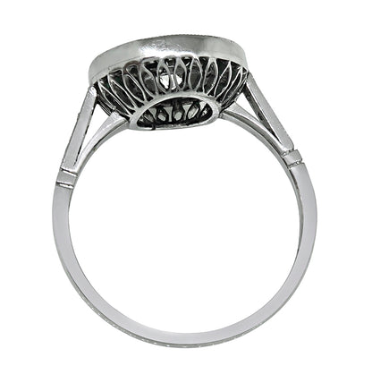 Estate 0.75ct Diamond Emerald Engagement Ring