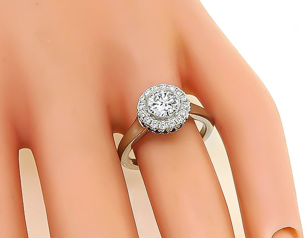 Estate 0.76ct Diamond Sapphire Engagement Ring