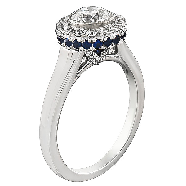 Estate 0.76ct Diamond Sapphire Engagement Ring