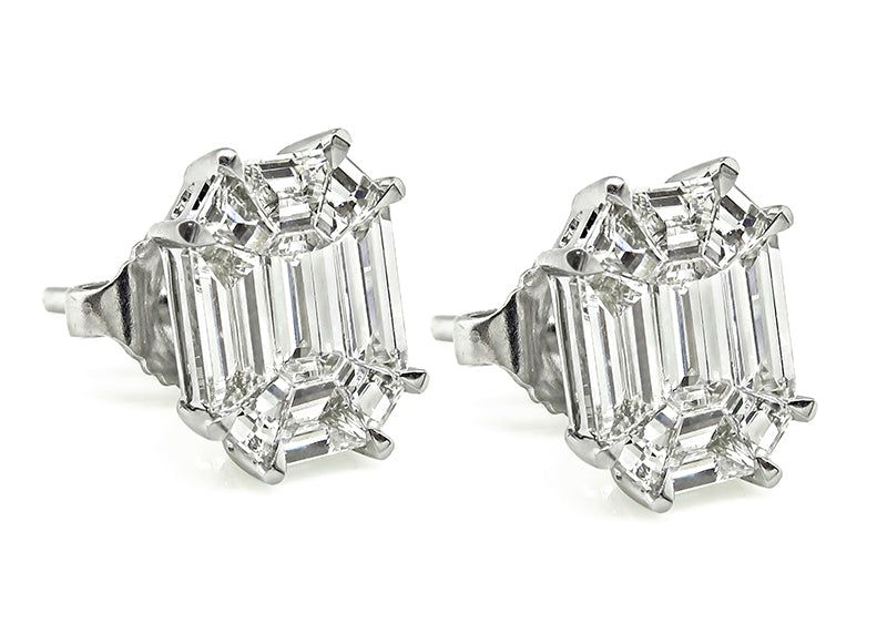 Estate 0.93ct Diamond Illusion Set Stud Earrings