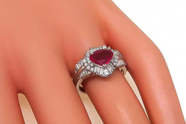 Estate 0.98ct Burmese Ruby 0.71ct Diamond Ring