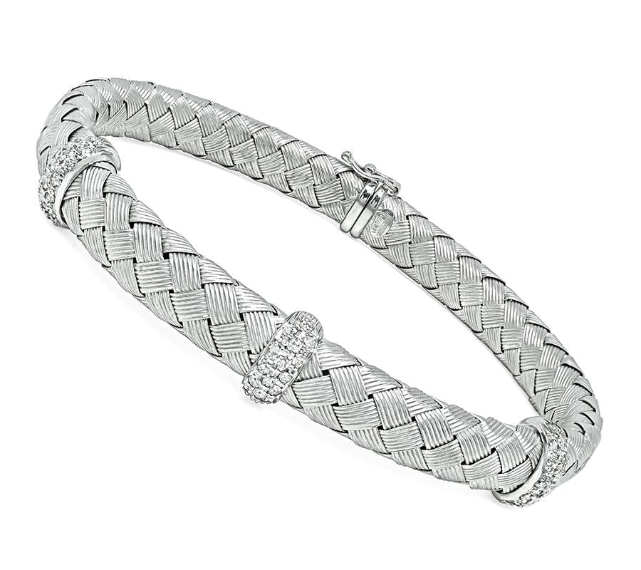 Estate 0.50ct Diamond Weave Bangle Bracelet