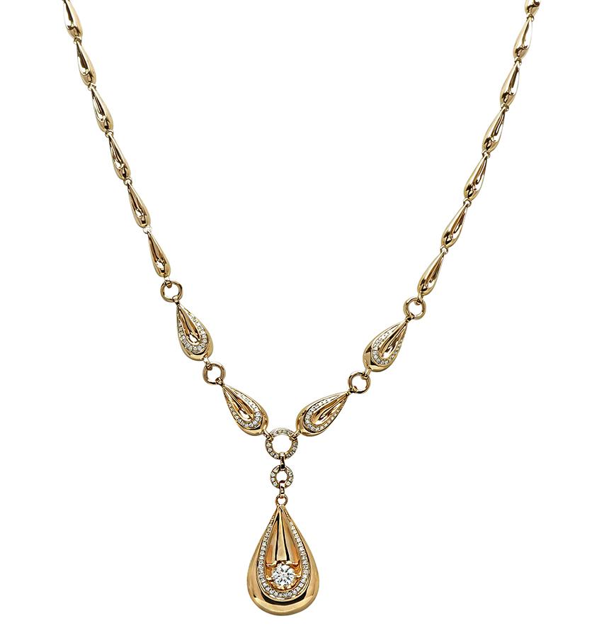 Estate 0.64ct Diamond Pink Gold Necklace