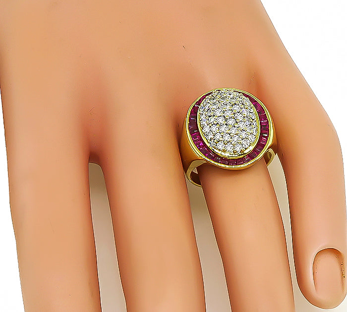 Estate 1.00ct Diamond 1.84ct Ruby Gold Ring