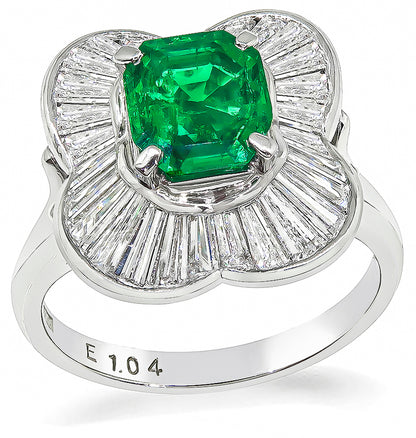 Estate 1.04ct Colombian Emerald 1.25ct Diamond Cocktail Ring