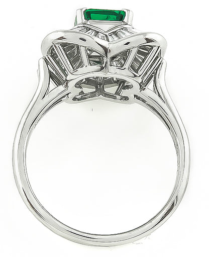 Estate 1.04ct Colombian Emerald 1.25ct Diamond Cocktail Ring