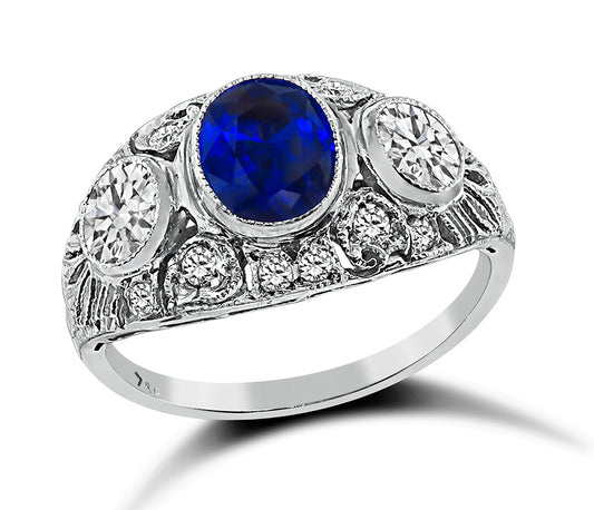Estate 1.14ct Sapphire 0.82ct Diamond Ring