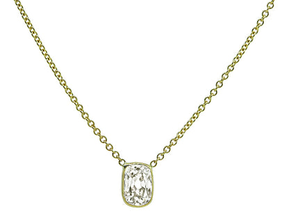 Estate 1.15ct Diamond Yellow Gold Solitaire Pendant Necklace