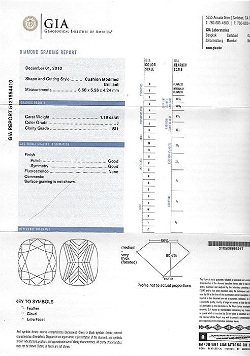 Estate GIA Certified 1.19ct Diamond Engagement Ring