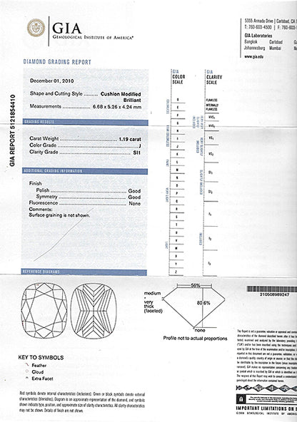 Estate GIA Certified 1.19ct Diamond Engagement Ring