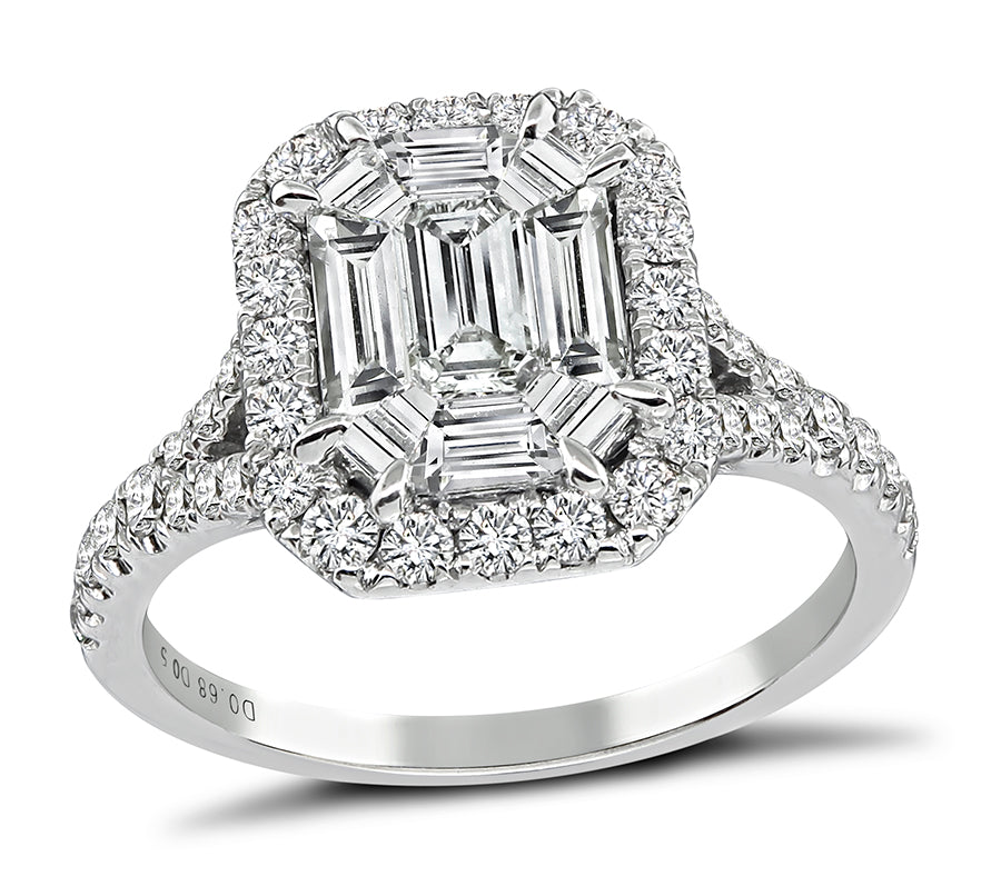 Estate 0.68ct Center Diamond 0.53ct Diamond Engagement Ring