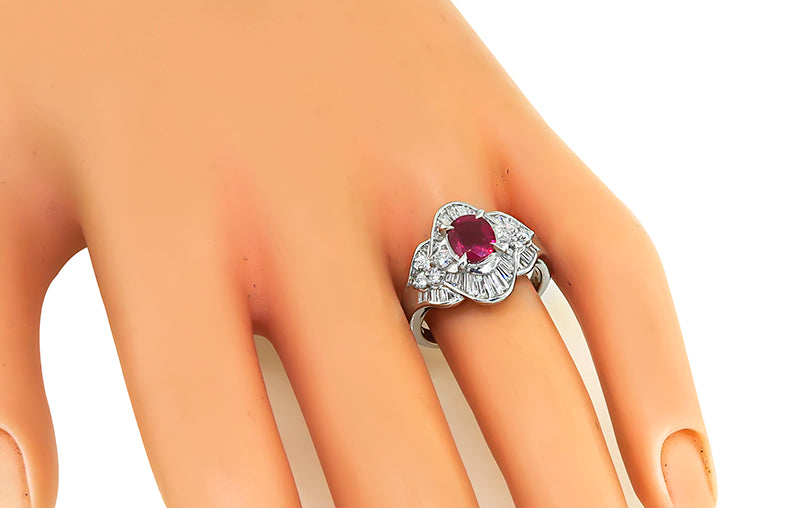 Estate 1.21ct Ruby 0.90ct Diamond Ring