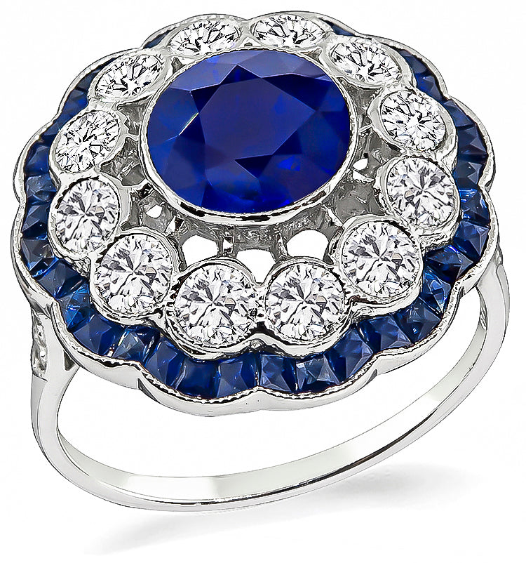 Estate 1.25ct Sapphire 0.90ct Diamond Ring