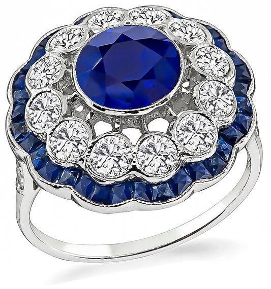 Estate 1.25ct Sapphire 0.90ct Diamond Ring