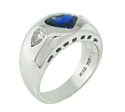 Estate 1.29ct Sapphire 0.50ct Diamond Ring
