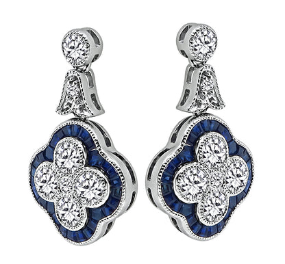Estate 1.35ct Diamond 1.00ct Sapphire Earrings