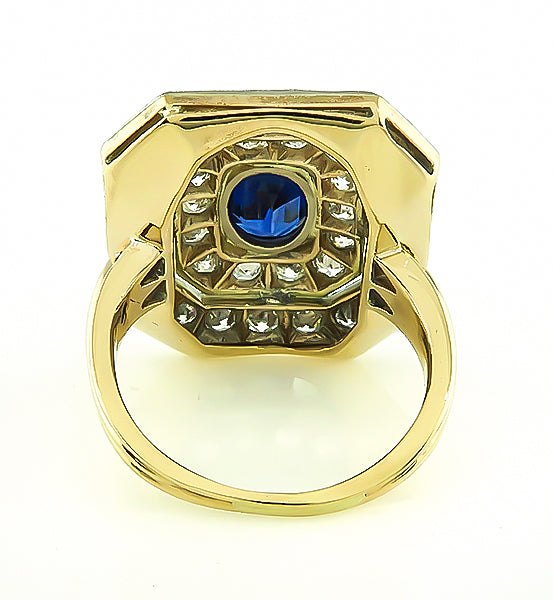 Art Deco 1.60ct Sapphire 1.75ct Diamond Ring