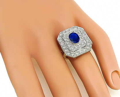 Art Deco 1.60ct Sapphire 1.75ct Diamond Ring