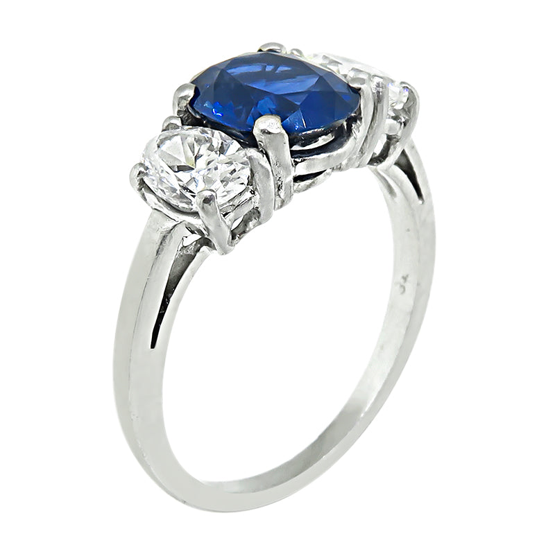 Estate 1.67ct Sapphire 0.70ct Diamond Engagement Ring
