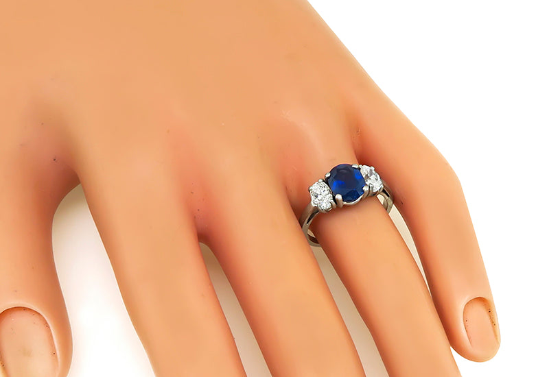 Estate 1.67ct Sapphire 0.70ct Diamond Engagement Ring