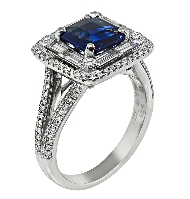 Estate Simon G AGL Cert 1.76ct Natural No Heat Sapphire Diamond Engagement Ring