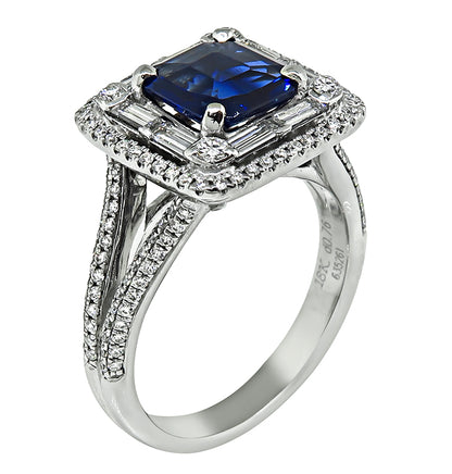 Estate Simon G AGL Cert 1.76ct Natural No Heat Sapphire Diamond Engagement Ring