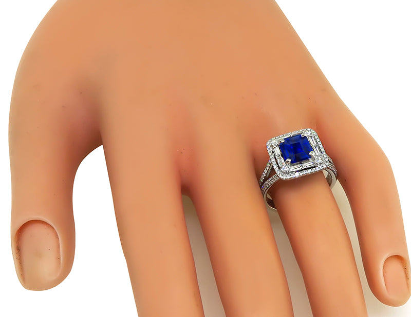 Estate Simon G AGL Cert 1.76ct Natural No Heat Sapphire Diamond Engagement Ring