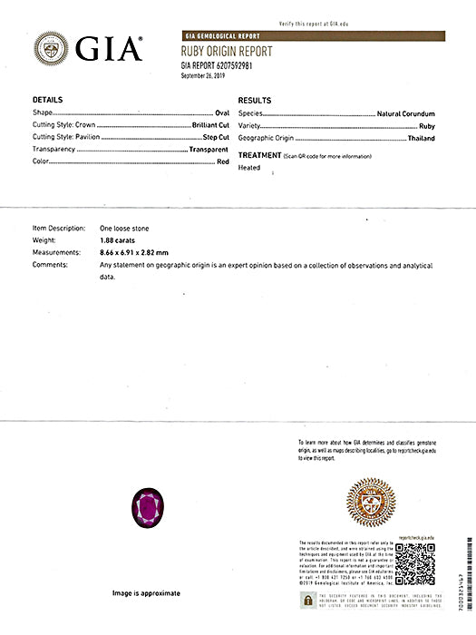 Estate GIA Certified 1.88ct Natural Ruby 2.00ct Diamond Engagement Ring