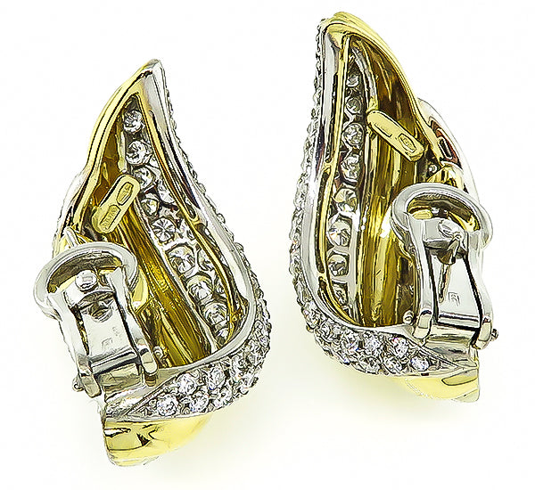 Estate 10.00ct Diamond Leaf Earrings