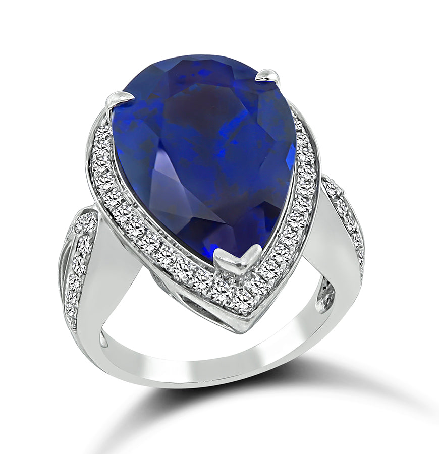Estate 10.00ct Tanzanite 1.20ct Diamond Ring