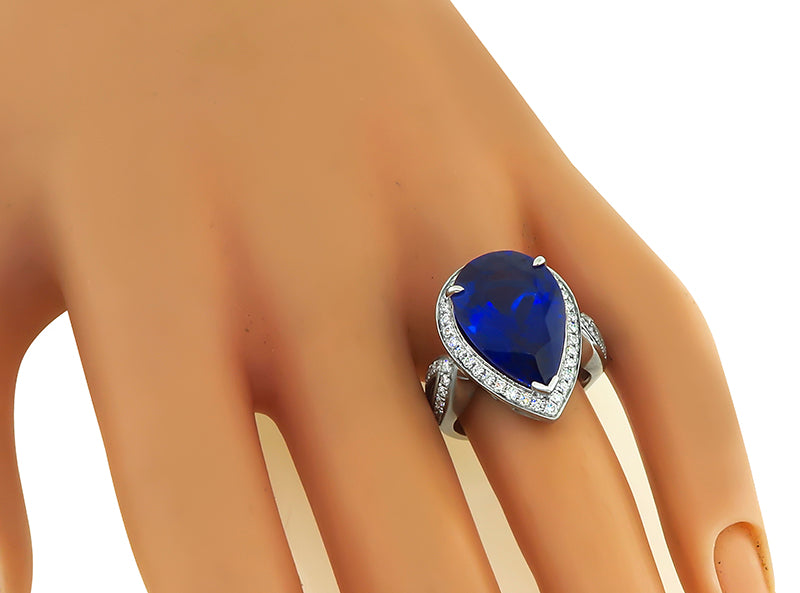 Estate 10.00ct Tanzanite 1.20ct Diamond Ring