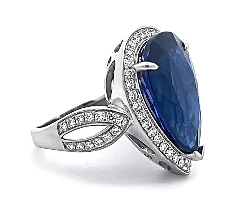 Estate 10.00ct Tanzanite 1.20ct Diamond Ring