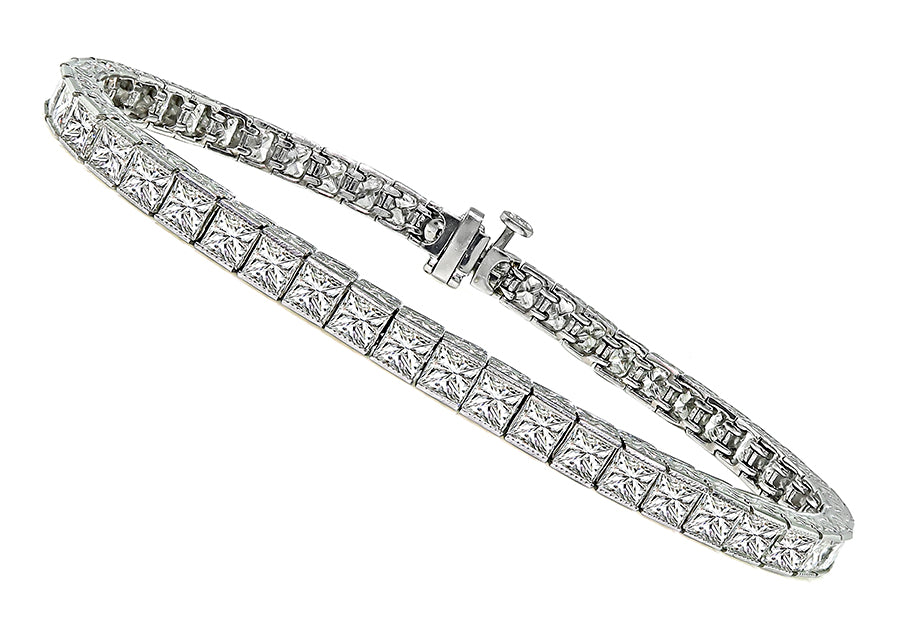 Antique Style 10.60ct Diamond Tennis Bracelet