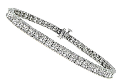 Antique Style 10.60ct Diamond Tennis Bracelet
