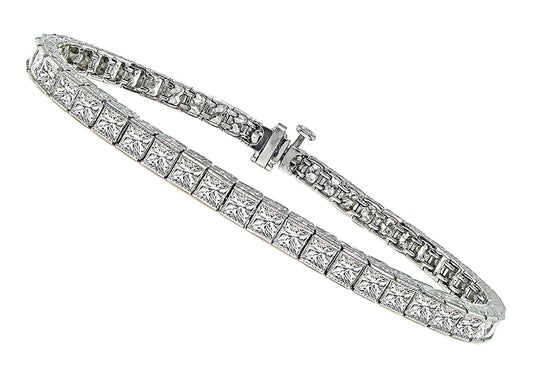 Antique Style 10.60ct Diamond Tennis Bracelet